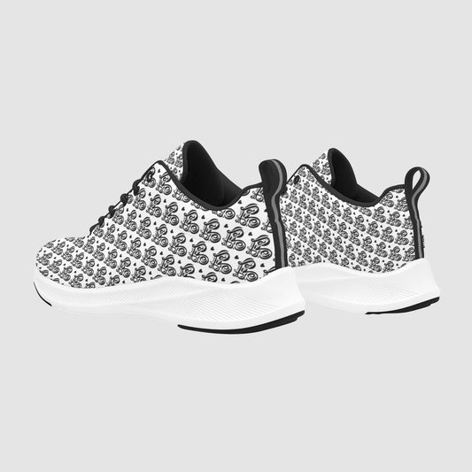 Black White Heart Print Athletic Running Shoes Women