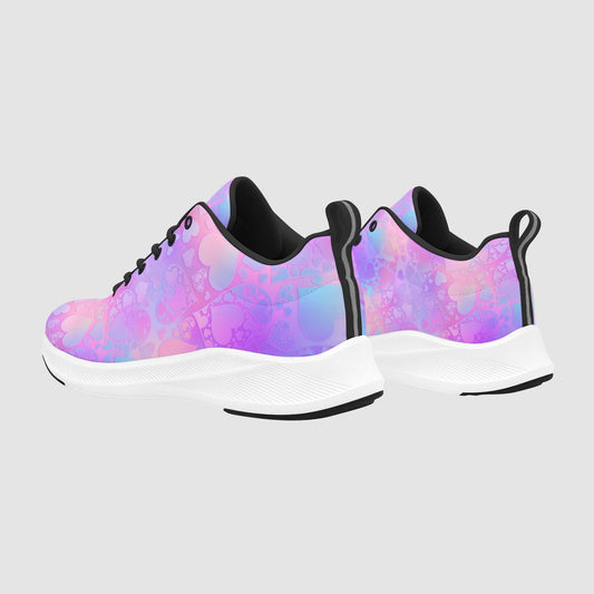 Bright Rainbow Heart Print Running Shoes Women