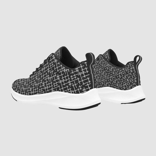 Black White Criss Cross Print Running Shoes Women