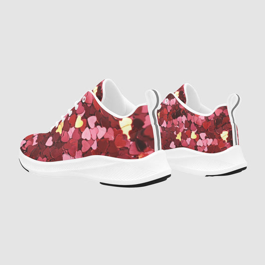 All Over Red Hearts Print Athletic Running Shoes Women