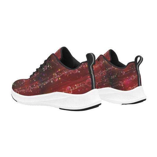 Dark Red Stringed Hearts Print Running Shoes Women