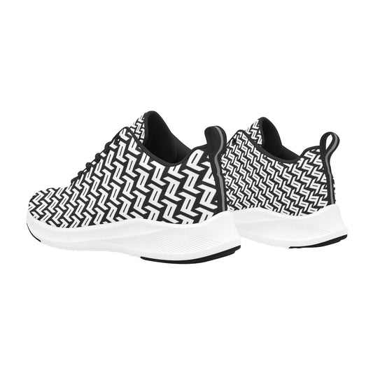 Black White Interlocking Link Print Running Shoes Women