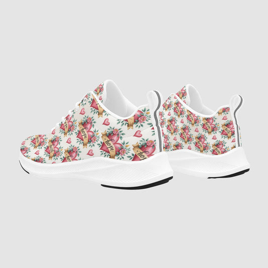 Hope Faith Hearts Print Athletic Running Shoes Women