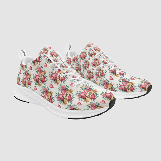 Hope Faith Hearts Print Athletic Running Shoes Women
